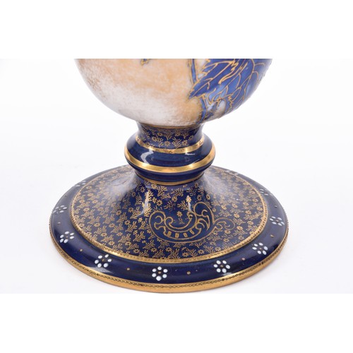 338 - A pair of Doulton Burslem jardiniere's, cobalt blue ground with extensive gilt floral scroll decorat... 
