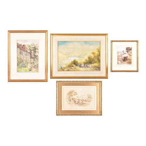 227 - A collection of four paintings, including 'House Marlborough' by W.P Cathourne(?), depicting a pasto... 