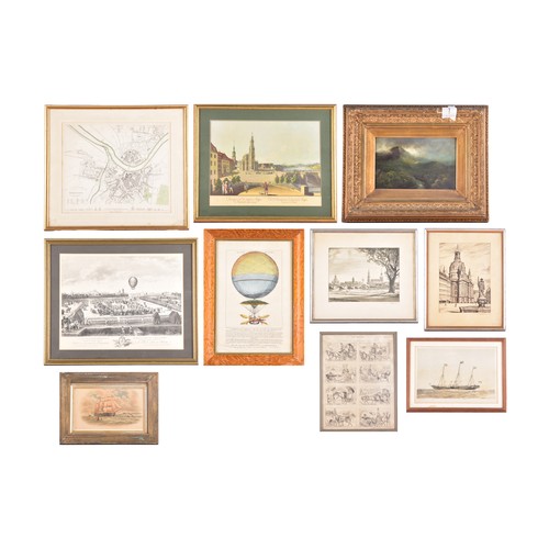 229 - A mixed collection of 19th and early 20th century prints and pictures, including architectural and t... 