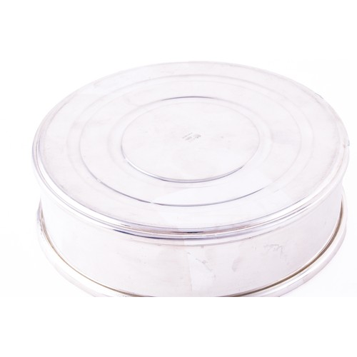 166 - A 925 silver bottle coaster with green glass liner, featuring personalised monogrammed oval plaque t... 