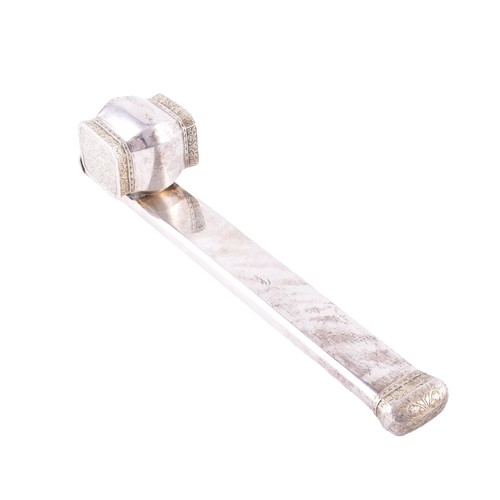 167 - An Ottoman Empire silver gilt divit pen case and inkwell, featuring engraved decoration and bearing ... 