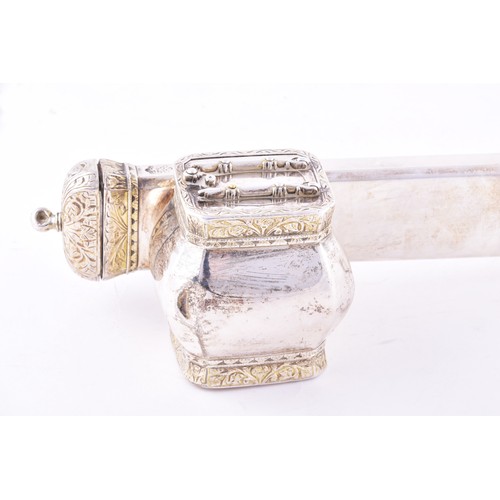 167 - An Ottoman Empire silver gilt divit pen case and inkwell, featuring engraved decoration and bearing ... 