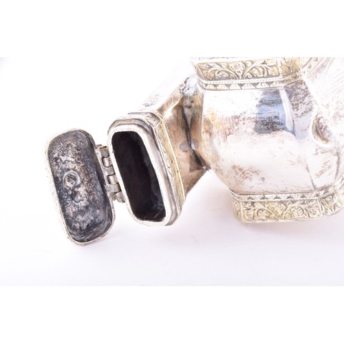 167 - An Ottoman Empire silver gilt divit pen case and inkwell, featuring engraved decoration and bearing ... 