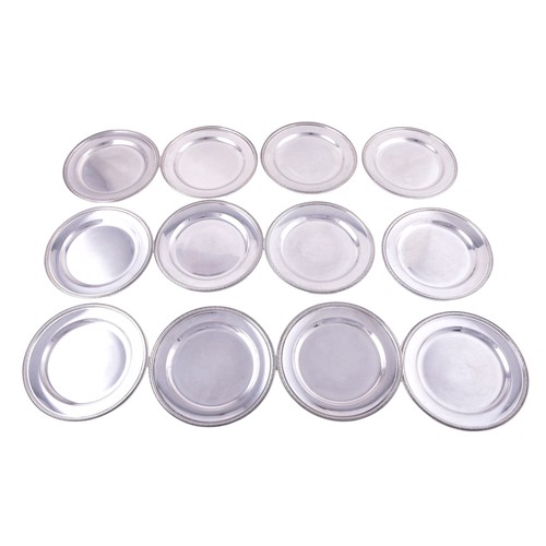 145 - A set of twelve continental 800 silver finger bowls, 12 cm diameter, twelve small plates, 16 cm diam... 