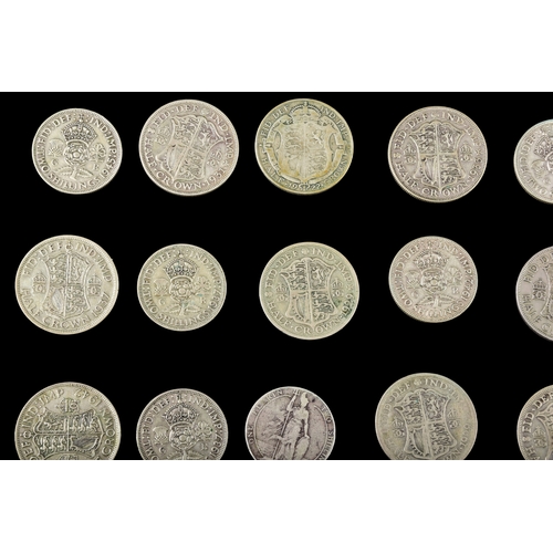110 - A collection of pre 1947 GB silver coins, including florins, shillings, two shillings, six pence, an... 
