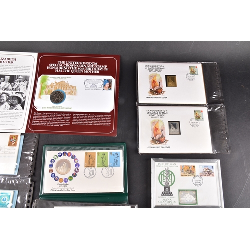 111 - A collection of Sterling silver commemorative first day cover stamps and coins, with stamps and enve... 