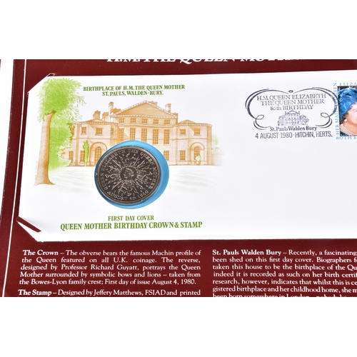 111 - A collection of Sterling silver commemorative first day cover stamps and coins, with stamps and enve... 