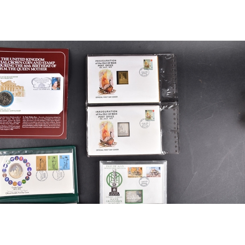 111 - A collection of Sterling silver commemorative first day cover stamps and coins, with stamps and enve... 