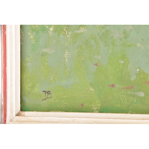 241 - Tom Coates (British, 1941-2023)'A Quiet Stretch- Wallingford' An oil painting depicting figures loit... 