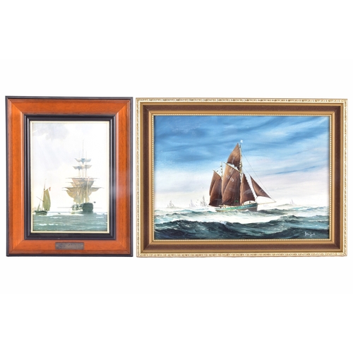 232 - Two seascapes, including 'Heading for the Grounds' by Peter Leath (British, 1935-), depicting the Ya... 