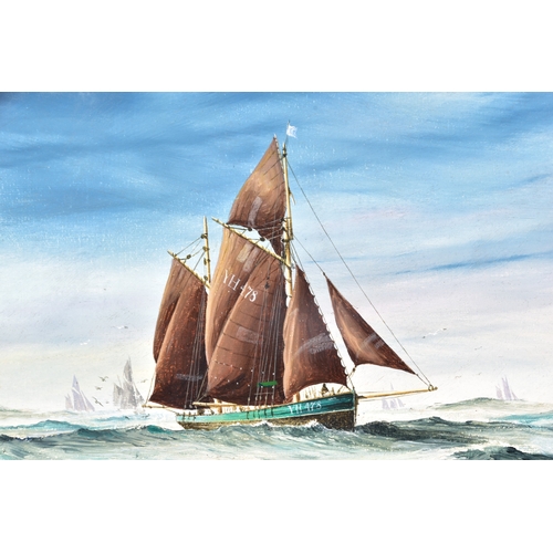 232 - Two seascapes, including 'Heading for the Grounds' by Peter Leath (British, 1935-), depicting the Ya... 