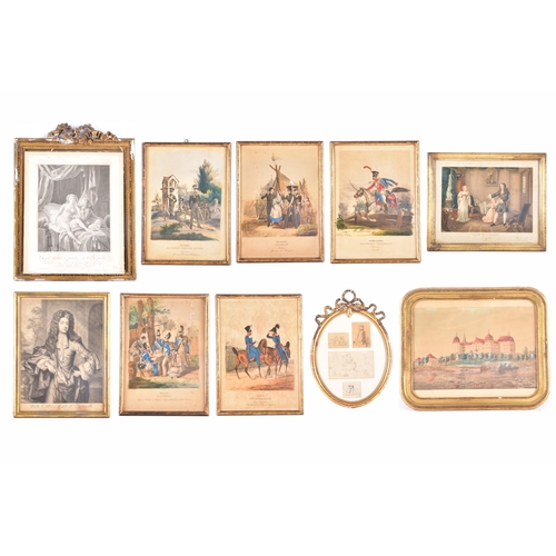 233 - A group of four pencil sketches of children, within an oval giltwood frame with bow surmount, togeth... 