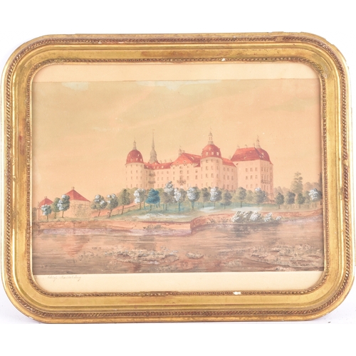 233 - A group of four pencil sketches of children, within an oval giltwood frame with bow surmount, togeth... 