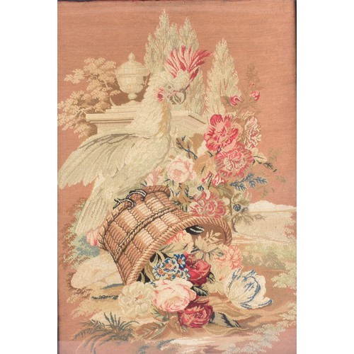 234 - A mid to late 19th century silkwork picture, a pastoral scene of a shepherdess in a rural setting, s... 