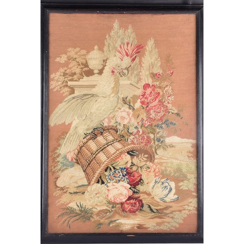 234 - A mid to late 19th century silkwork picture, a pastoral scene of a shepherdess in a rural setting, s... 