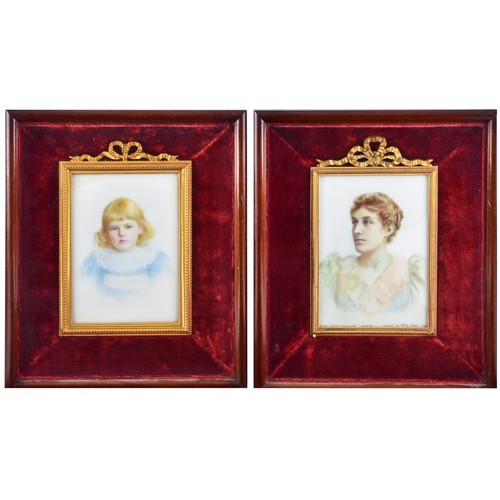 236 - A late Victorian portrait of a lady, depicting a lady with a fine pearl hair pin, wearing a pastel c... 