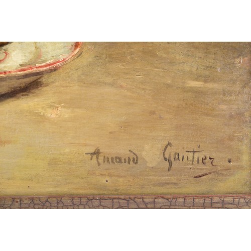 239 - Armond Desire Gautier (French, 1825-1894) a still life of food and drink, all on board, signed lower... 