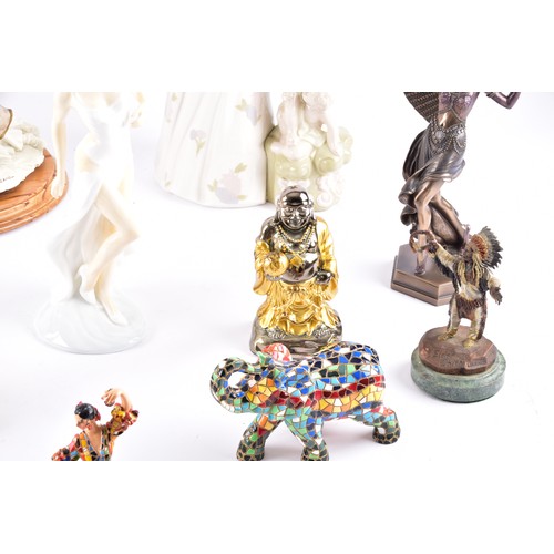 338 - A large collection of ceramics and figurines, including a Marco Giner Spain porcelain lady with flow... 