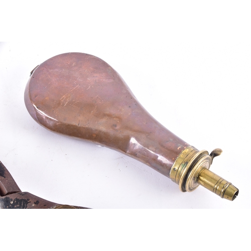 215 - A 19th century Sykes powder flask, a pair of tailor's shears by Thomas Wilkinson & Son Sheffield... 