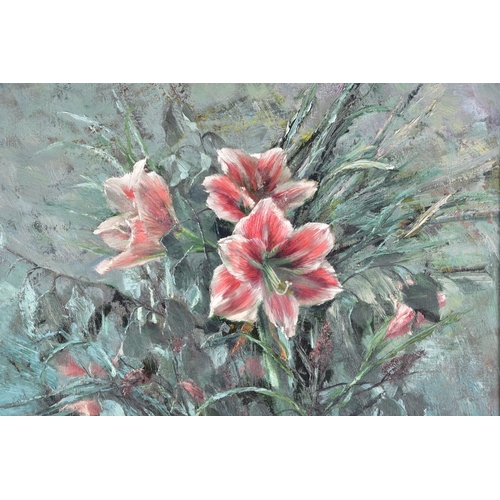 221 - Dorothy Adamson (British, 1894–1934)A still life of roses in a vase, oil on canvas, signed lower rig... 