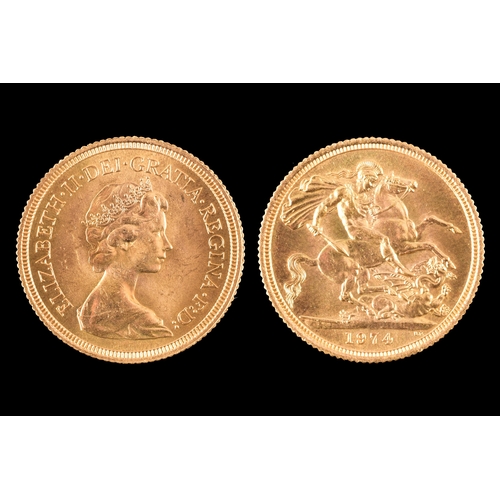 105 - An Elizabeth II 1974 gold full sovereign, 8 grams, in presentation box.