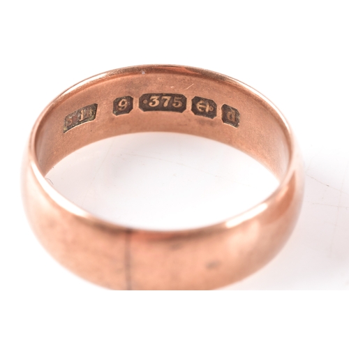 17 - Two 9ct rose gold court shape wedding bands, one hallmarked for Glasgow 1917, 6.8 mm width, size K 1... 