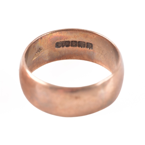 17 - Two 9ct rose gold court shape wedding bands, one hallmarked for Glasgow 1917, 6.8 mm width, size K 1... 