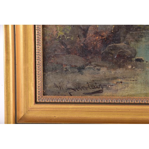 223 - Max Sinclair (British, act. 1890-1910)A pair of oil paintings, each depicting romanticised river lan... 