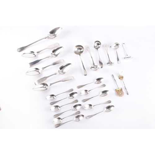 189 - A collection of assorted silver and silver plate, including a set of four russian 84 silver serving ... 