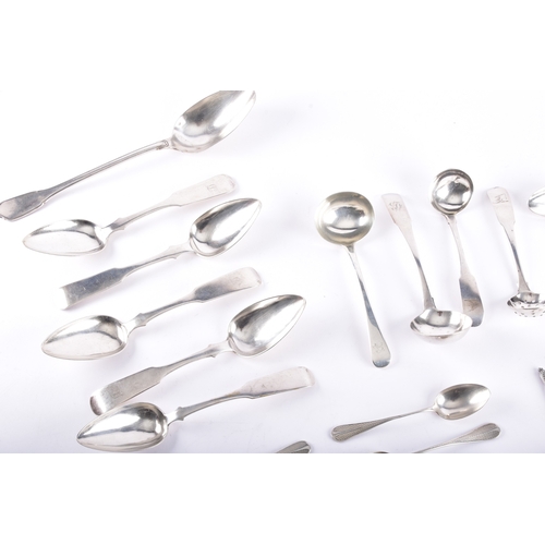 189 - A collection of assorted silver and silver plate, including a set of four russian 84 silver serving ... 