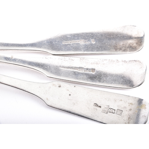 189 - A collection of assorted silver and silver plate, including a set of four russian 84 silver serving ... 