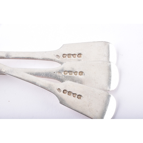 191 - Five George IV silver dessert forks and six dinner forks, hallmarked for London 1828 by Jonathan Hay... 