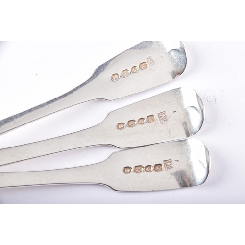 191 - Five George IV silver dessert forks and six dinner forks, hallmarked for London 1828 by Jonathan Hay... 