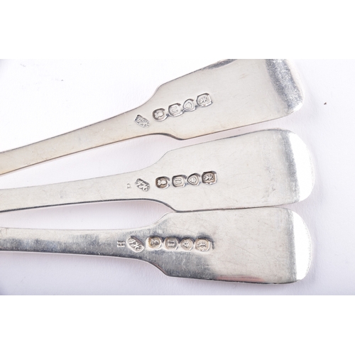 191 - Five George IV silver dessert forks and six dinner forks, hallmarked for London 1828 by Jonathan Hay... 