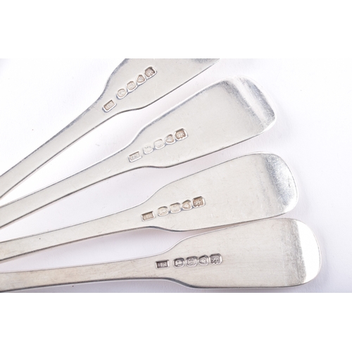 192 - A set of six William IV silver dessert forks, six dinner forks, together with a set of six silver sp... 