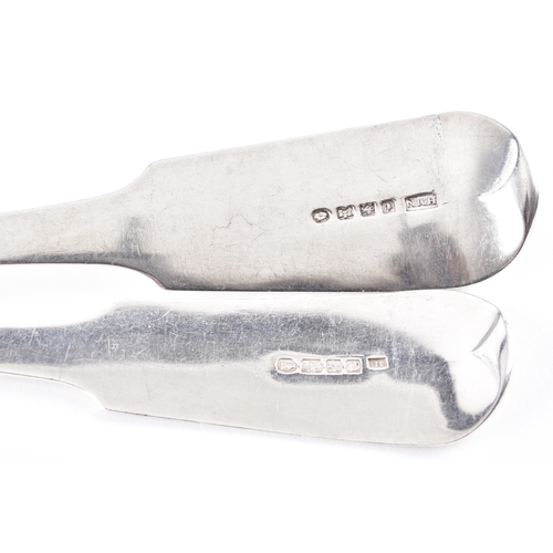 195 - William IV Silver salad servers, the fork hallmarked for Exeter 1835 by Henry M Norris, 30 cm long t... 