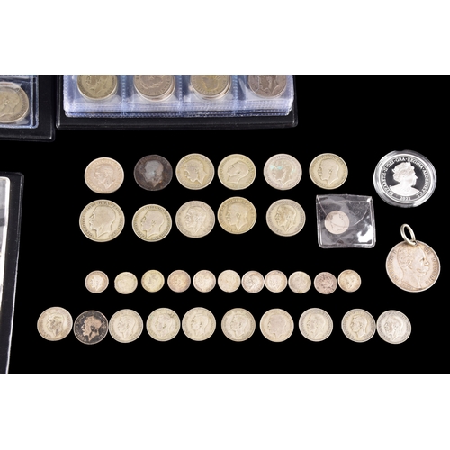 106 - A large collection of pre 1947 silver GB coins includding Half Crowns, Florins, three pence coins, a... 