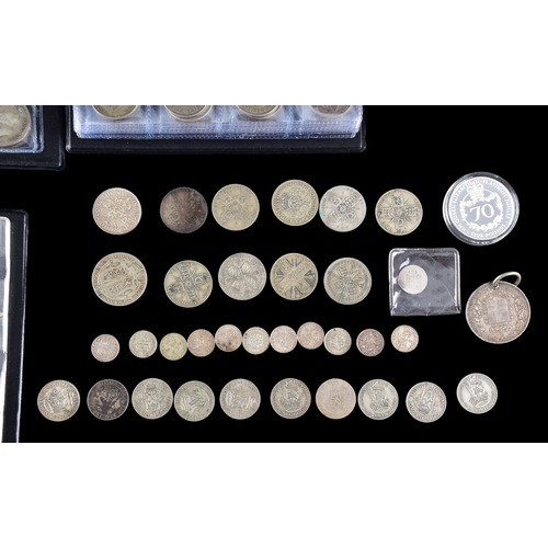 106 - A large collection of pre 1947 silver GB coins includding Half Crowns, Florins, three pence coins, a... 