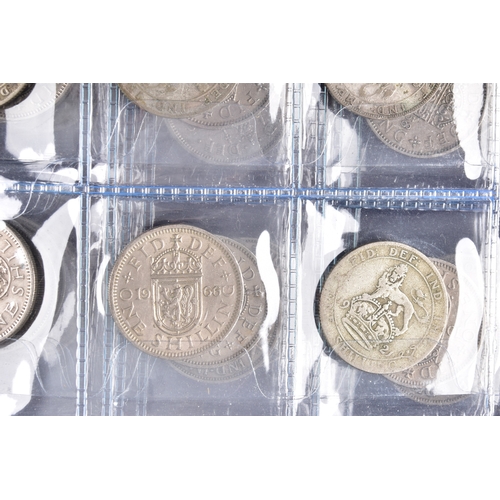 106 - A large collection of pre 1947 silver GB coins includding Half Crowns, Florins, three pence coins, a... 