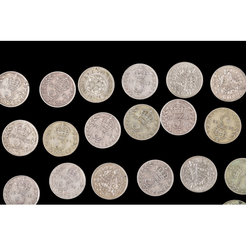 106 - A large collection of pre 1947 silver GB coins includding Half Crowns, Florins, three pence coins, a... 