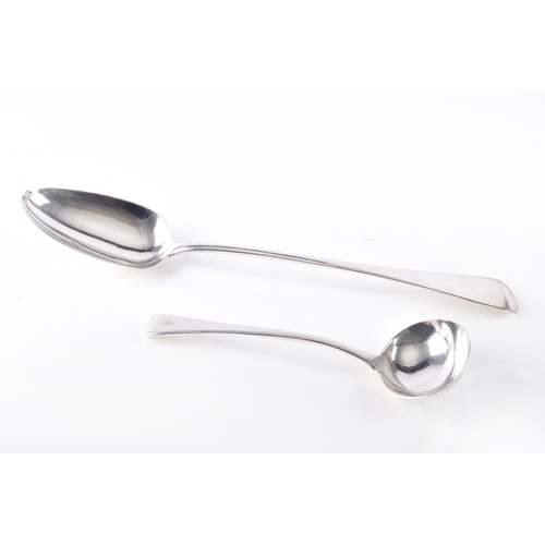 200 - A George III silver serving spoon, Old English pattern, hallmarked for London 1808 by Solomon Hougha... 