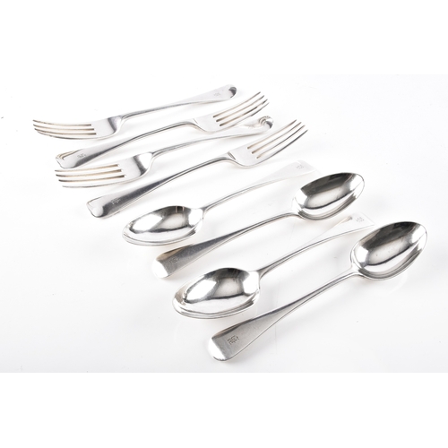 203 - A set of four Victorian silver forks and four spoons, all hallmarked for London 1892 by Wakely &... 