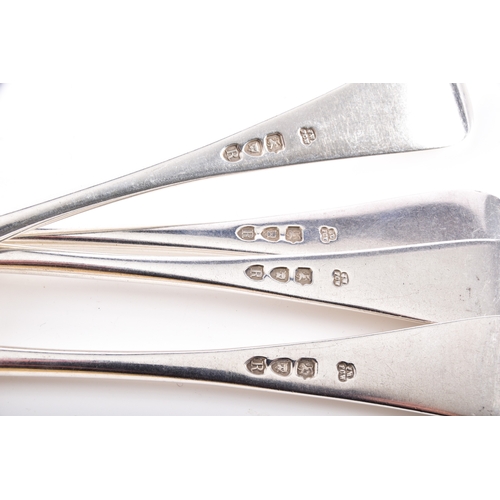 203 - A set of four Victorian silver forks and four spoons, all hallmarked for London 1892 by Wakely &... 