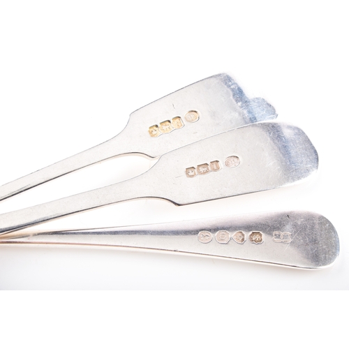 206 - A collection of silver dessert forks, including three George IV forks hallmarked for London 1829 by ... 