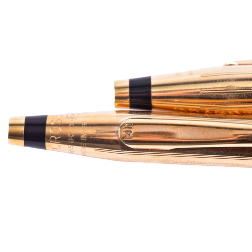 33 - Two vintage Cross Classic Century 14ct pens, including a ballpoint pen and a pencil, both with perso... 