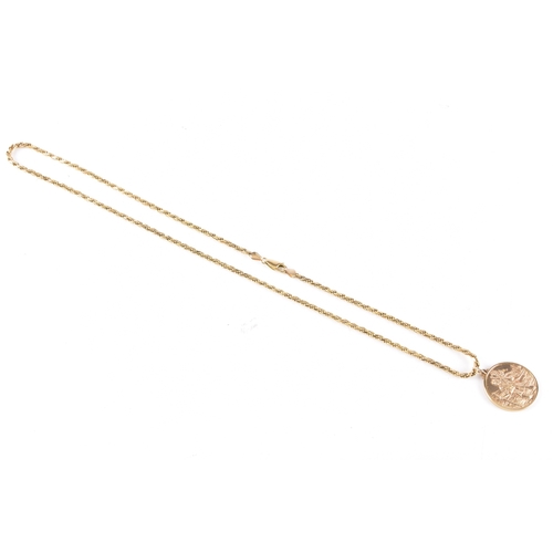 78 - A 9ct yellow gold St. Christopher pendant suspended on a fancy link chain, pendant hallmarked for Lo... 