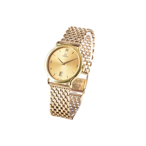 120 - Omega De Ville Vasarely vintage 18ct yellow gold watch, the brushed champagne dial with Roman and ba... 