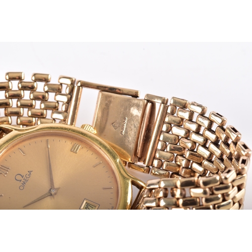 120 - Omega De Ville Vasarely vintage 18ct yellow gold watch, the brushed champagne dial with Roman and ba... 