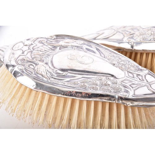 208 - A gold pearl and diamond pin, collection of assorted silver dressing table items including one set c... 