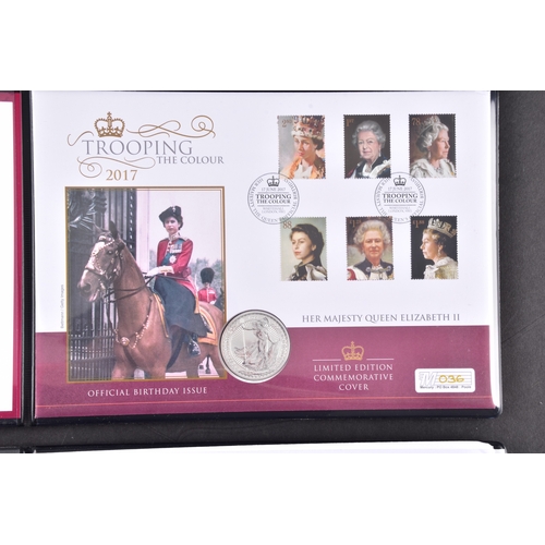 114 - A collection of commemorative coin covers and stamp collections, including a Queen Elizabeth II 65th... 